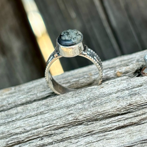 Lianite and solid 925 sterling silver ring - Picture 9 of 13
